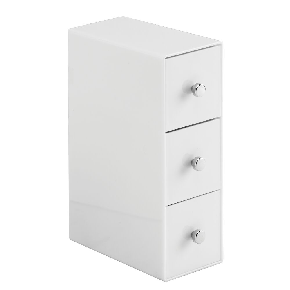mDesign Plastic Stackable Desktop Storage Tower for Office, 3 Drawers, White