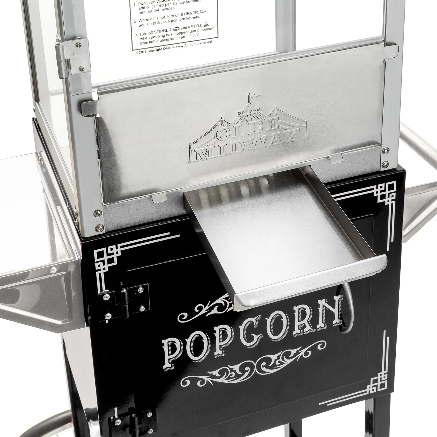 Olde Midway Vintage Style Popcorn Machine Maker Popper with Cart and 10-Ounce Kettle