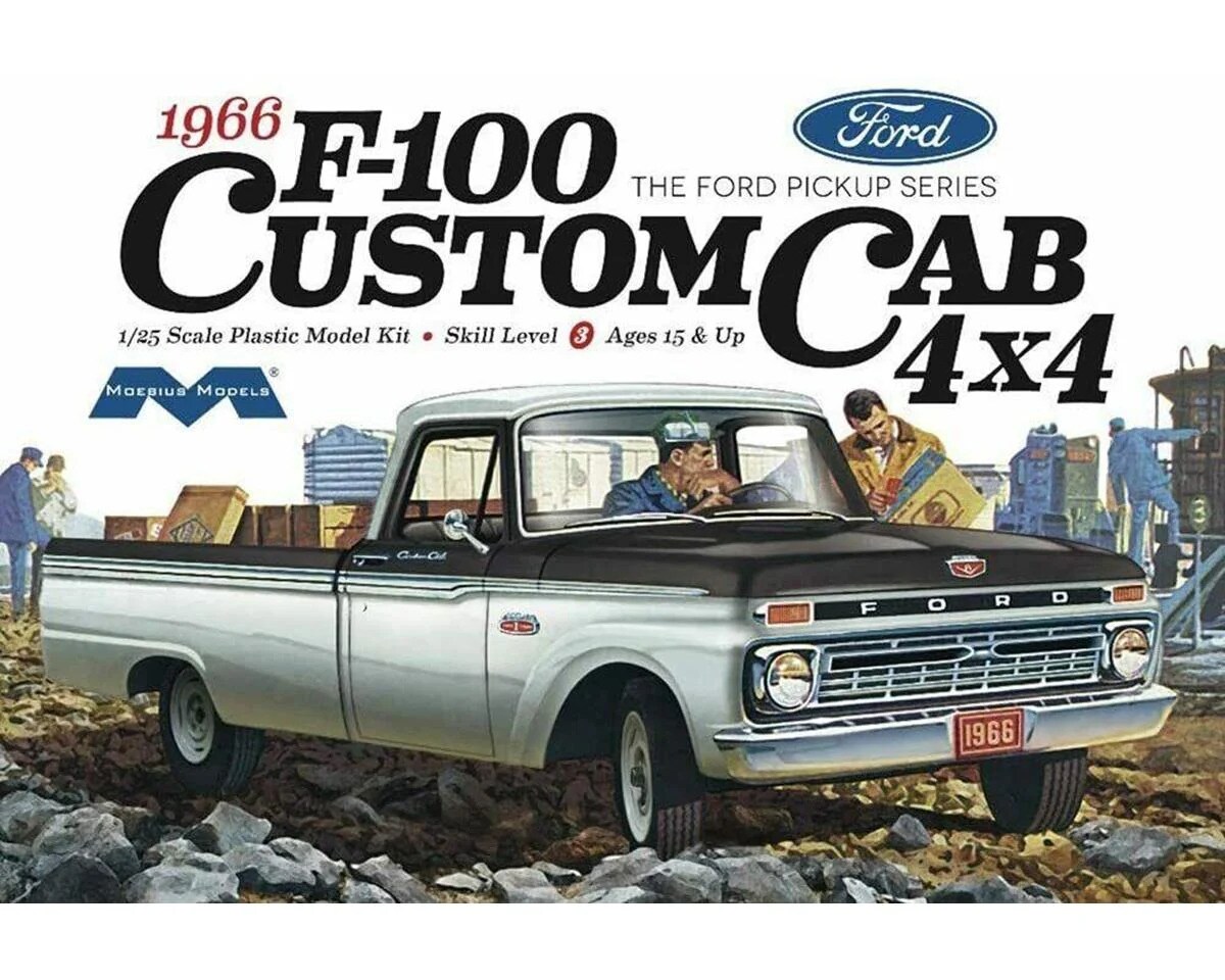 Moebius  1/25 19&#x27;66 Ford F100 Custom Cab 4x4 Plastic Model