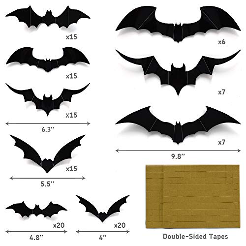 100 Pieces Bats Halloween Decoration: Halloween Bats Wall D&#xE9;cor Bats Stickers Wall Decals PVC 3D Wall Bats Scary Stickers Halloween Party Decorations Indoor Outdoor DIY Home Window Door D&#xE9;cor