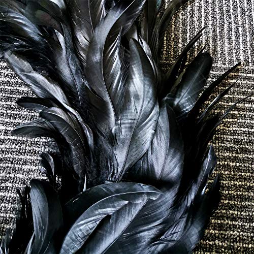 MOVINPE Black Feather Wreath Halloween Wreath 14.9&#x27;&#x27; Black Natural Cocktail Feather Wreath, Halloween Photo Props, Front Door Decor Witch Spooky Scene Halloween Party Decorations