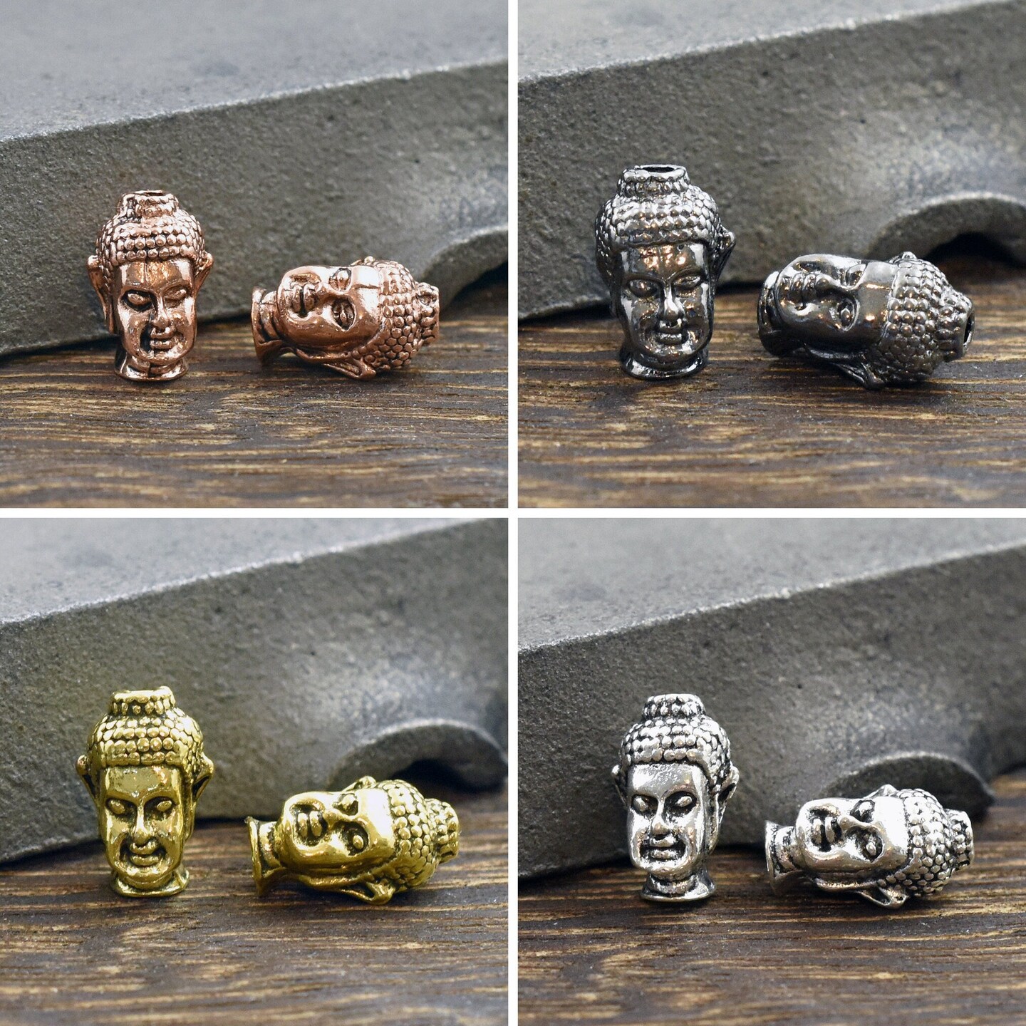 Buddha Beads - Buddha Head Bead - Mala Beads - Meditation Beads - 13x8mm - 10 Beads -- Choose Your color
