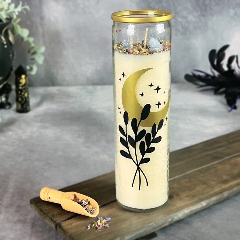 GRATITUDE 100-Hour Glass Intention Candle Infused with Crystals ...