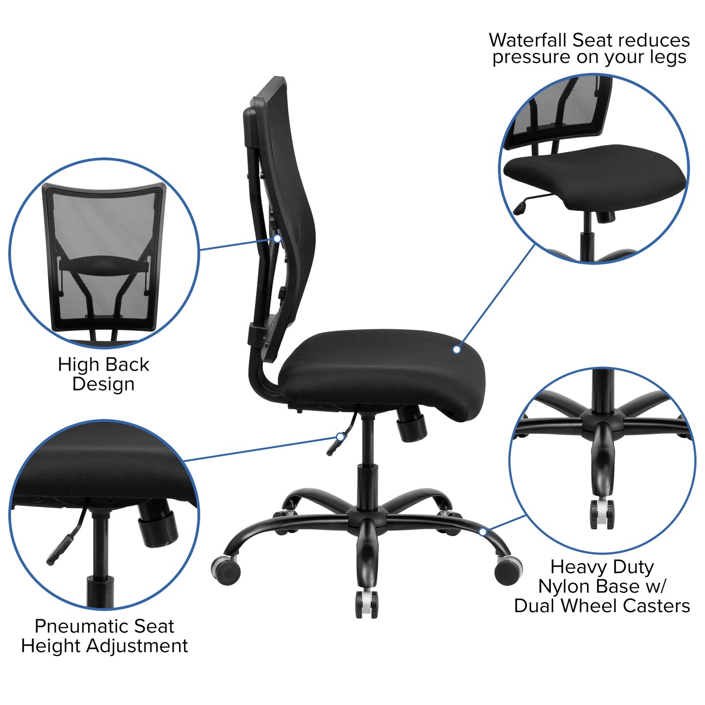 Emma and Oliver Big &#x26; Tall 400 lb. Rated Mesh Executive Swivel Ergonomic Office Chair