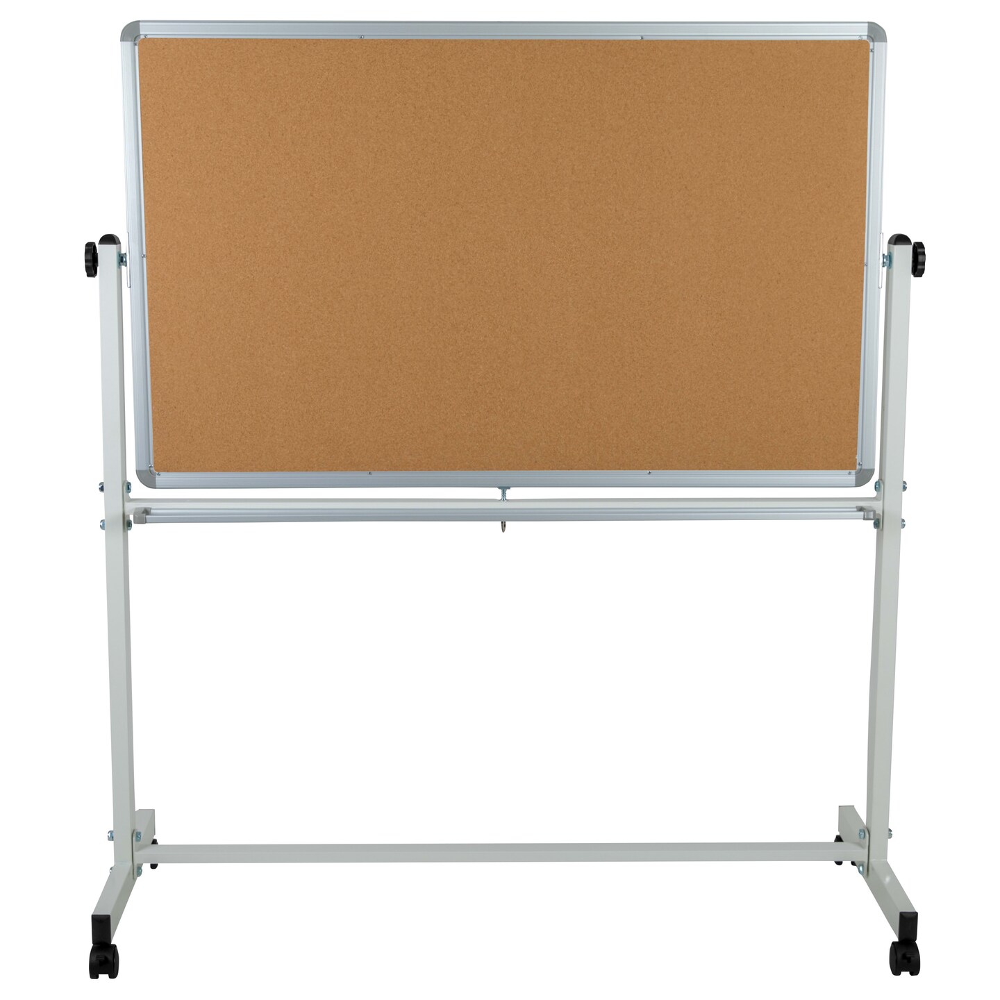 Emma and Oliver Reversible Mobile Cork Bulletin Board and White Board Stand with Pen Tray