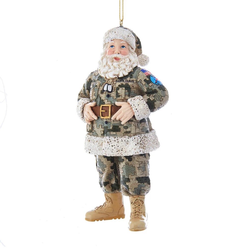 KSA Pack of 12 Camouflage Military Santa Christmas Ornaments