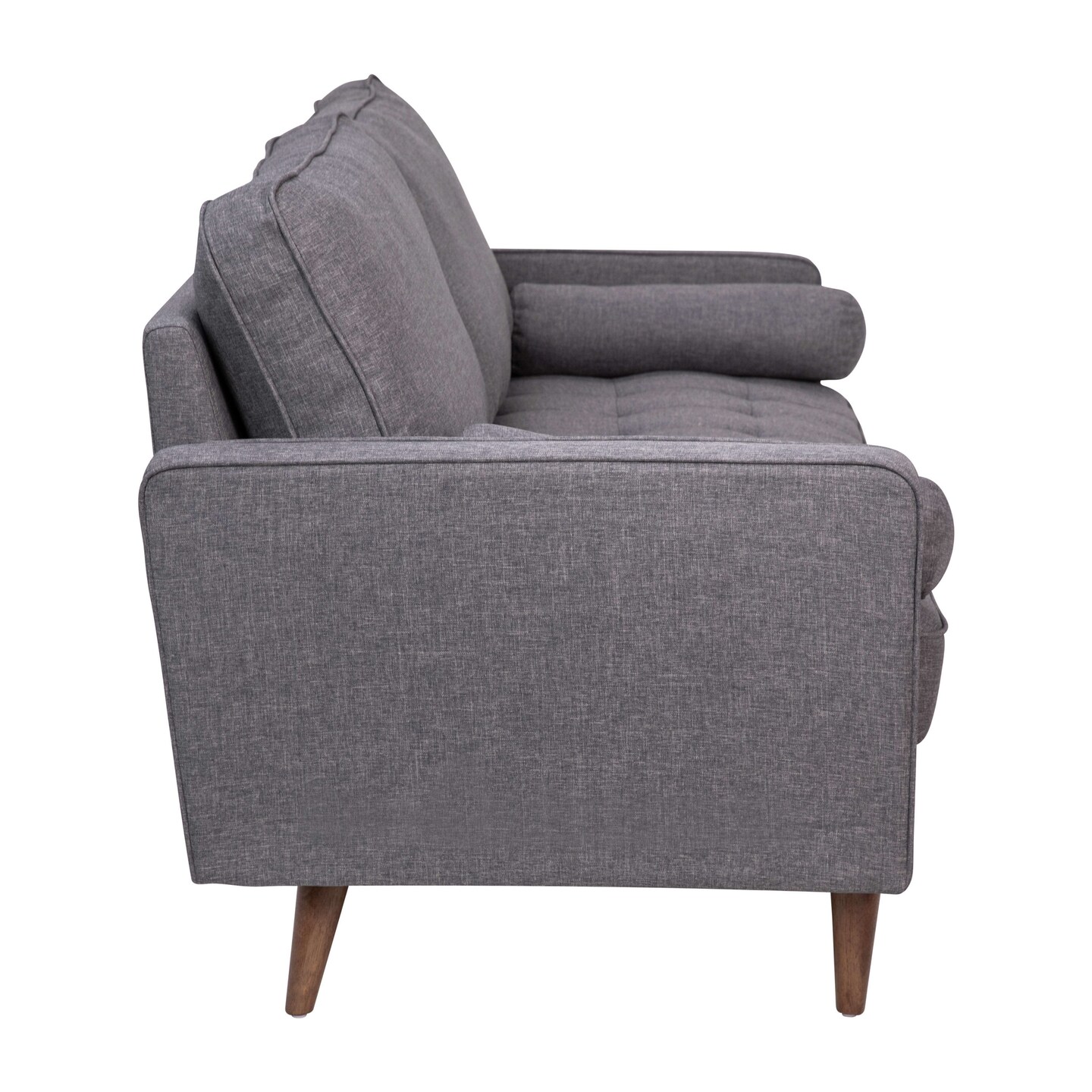 Emma and Oliver Holden Upholstered Mid-Century Modern Pocket Spring Sofa with Wooden Legs and Removable Back Cushions