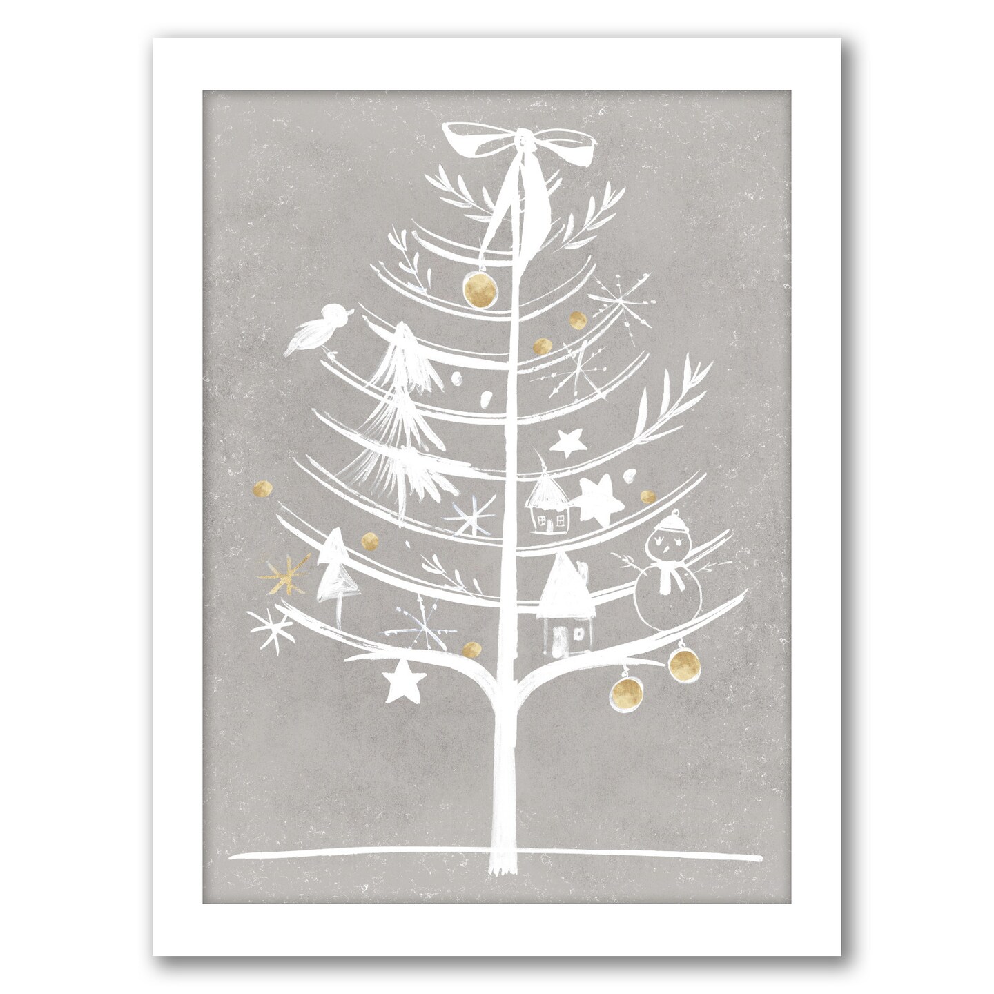 8&#x22; x 10&#x22; White Ornament Tree Ii by Pi Holiday Black Framed Print Wall Art - Americanflat - Americanflat