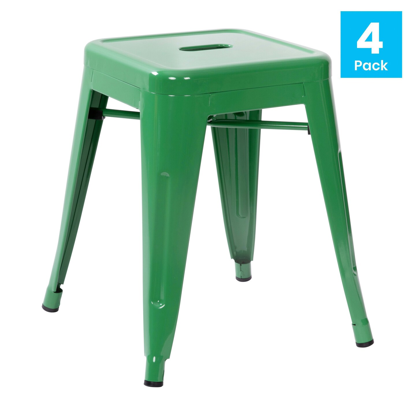 Emma and Oliver 18 Inch Table Height Indoor Stackable Metal Dining Stool-Set of 4