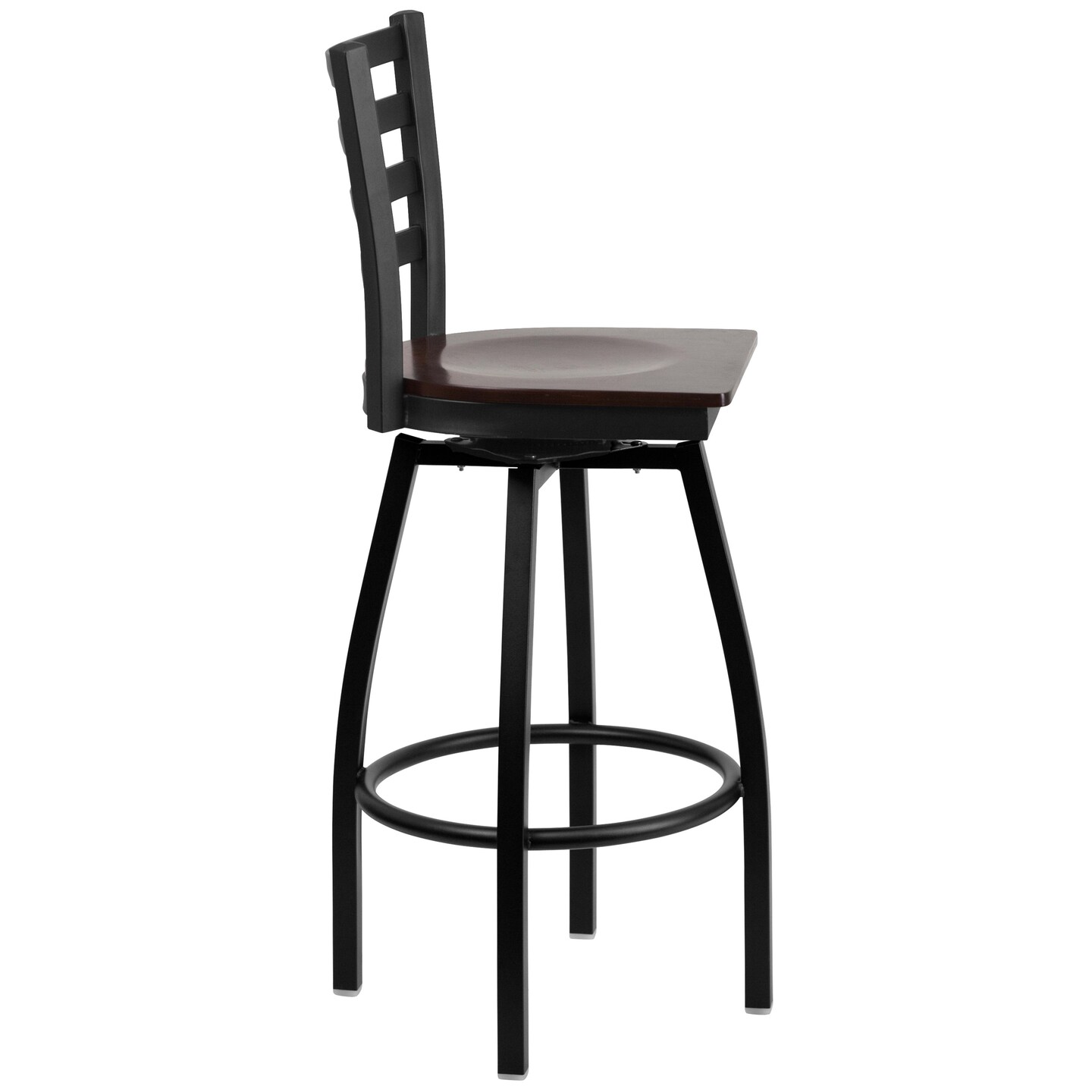 Emma and Oliver Ladder Back Swivel Metal Restaurant Dining Barstool