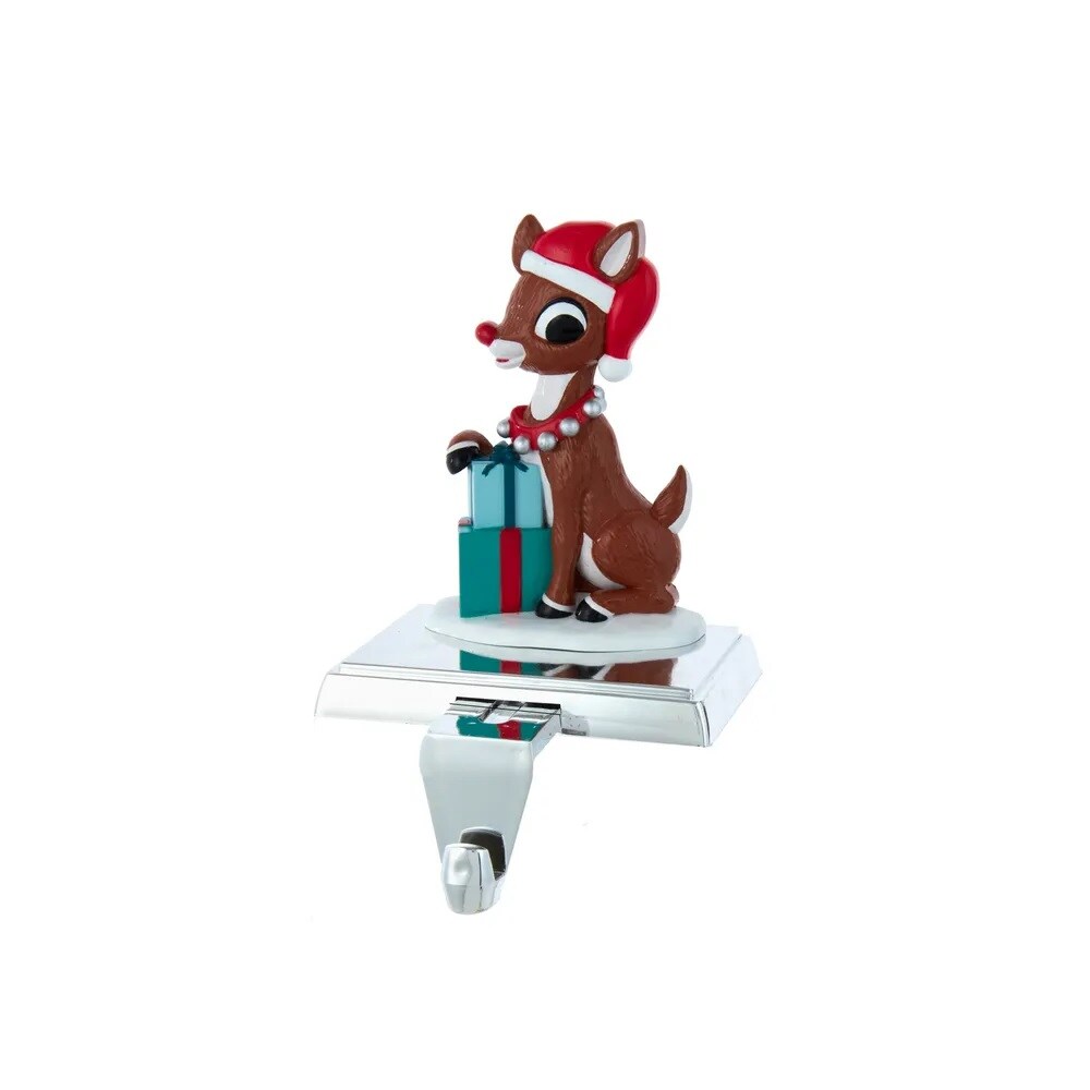 KSA 14.5" Brown and White Rudolph with Presents Christmas Stocking