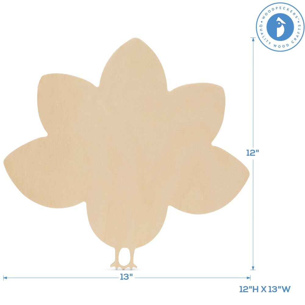 Whimsical Wood Turkey Cutout, Multiple Sizes, DIY Thanksgiving Decor/Fall Craft | Woodpeckers