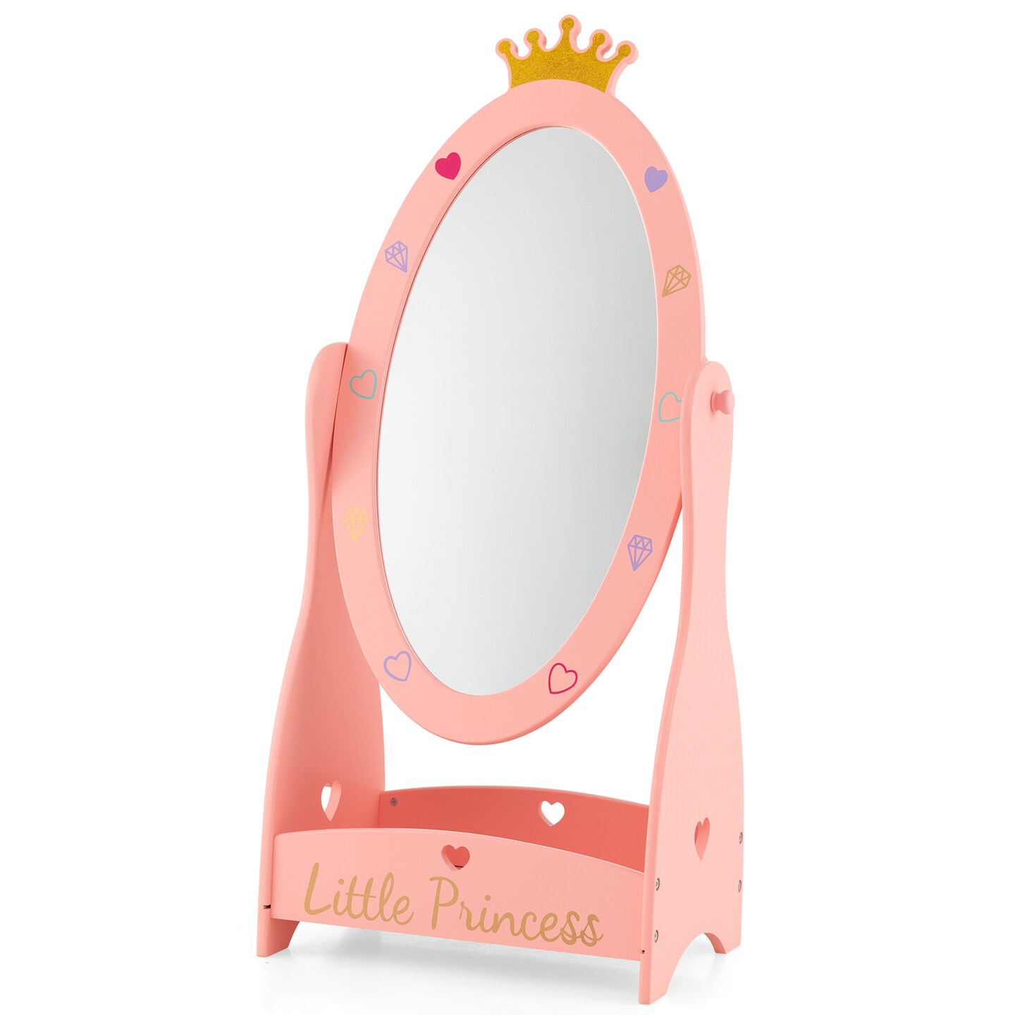 Freestanding Kids Full Length Mirror with 360 Degree Rotatable Design and Shelf