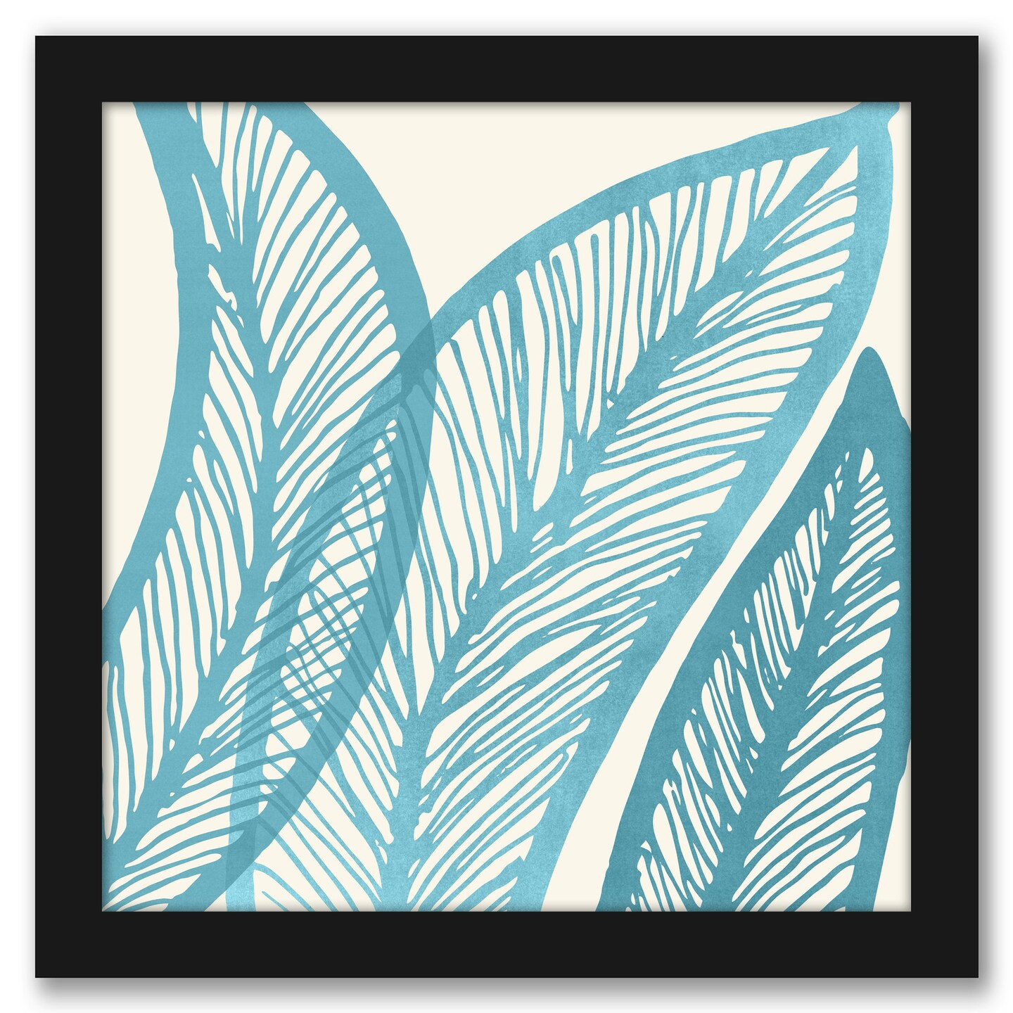 Abstract banana leaf blue by Modern Tropical Frame  - Americanflat