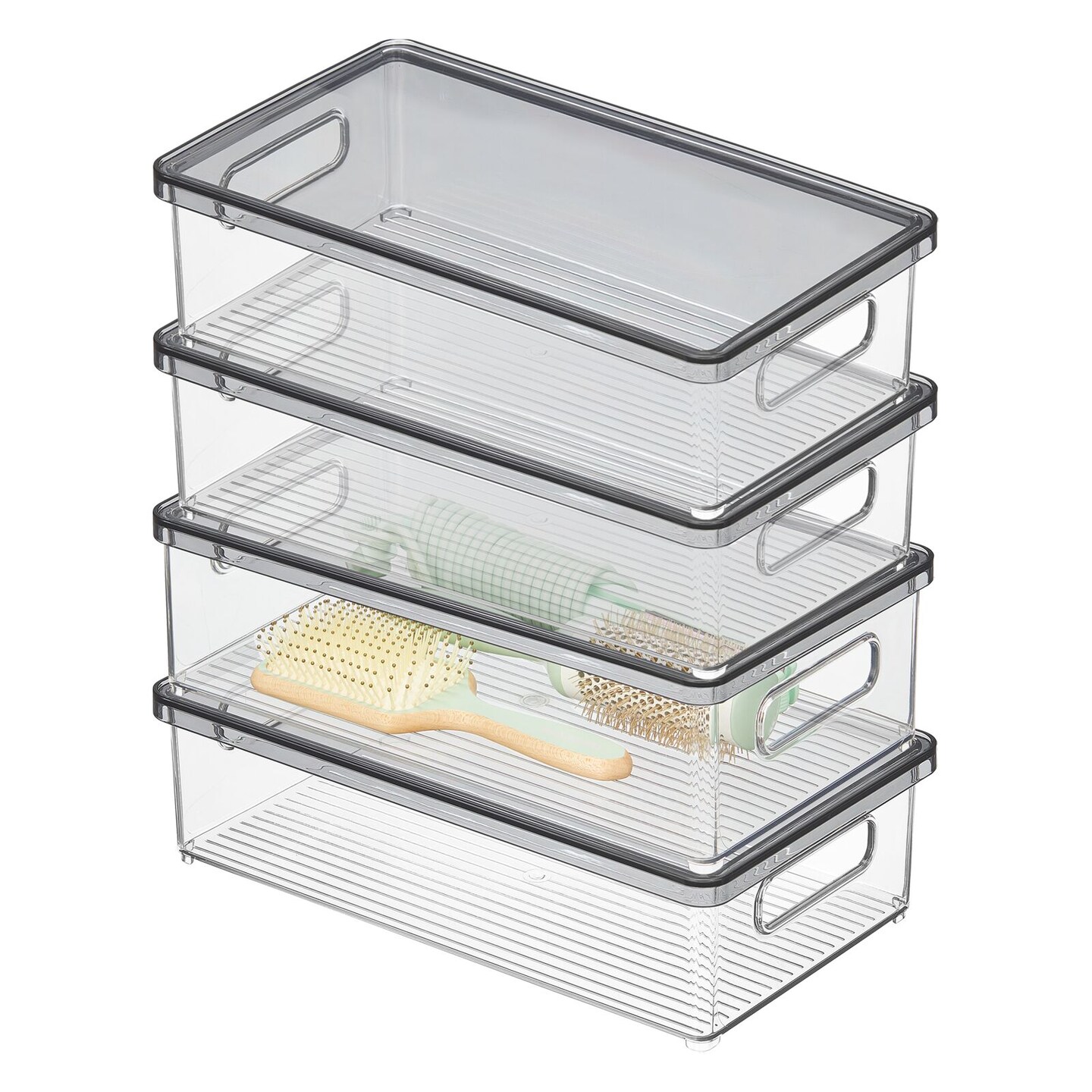 mDesign Storage Bin with Handles, Lid for Bathroom, 4 Pack