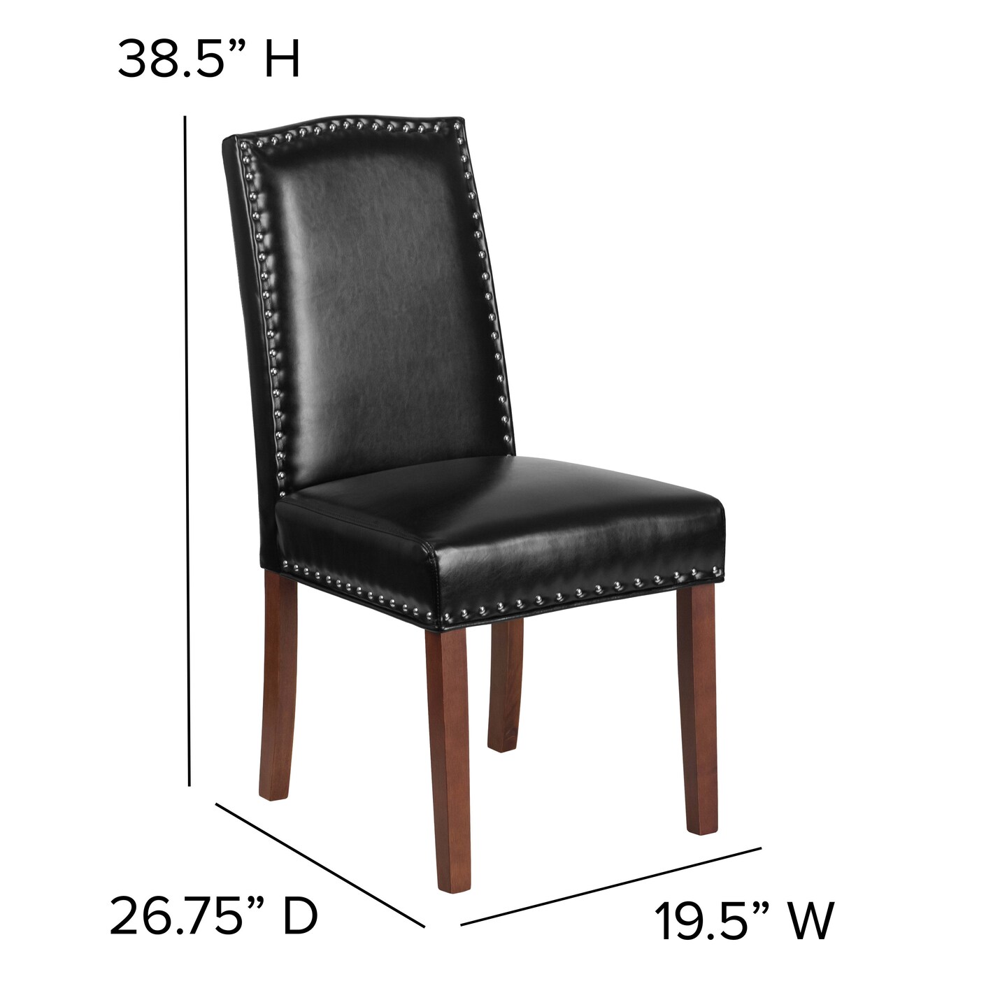Merrick Lane Hollowell Parsons Chair Plush Dining Chair with Accent Nail Trim and Wooden Legs