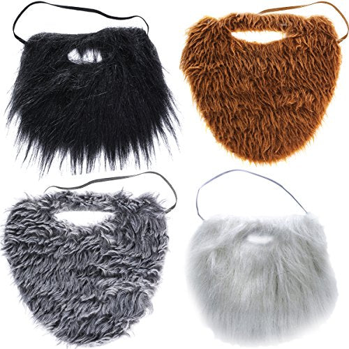 Fake Beards for Adults Kids - Costume Accessories - Beard & Mustache - Fake Mustaches (4 Pack Costume Beards)