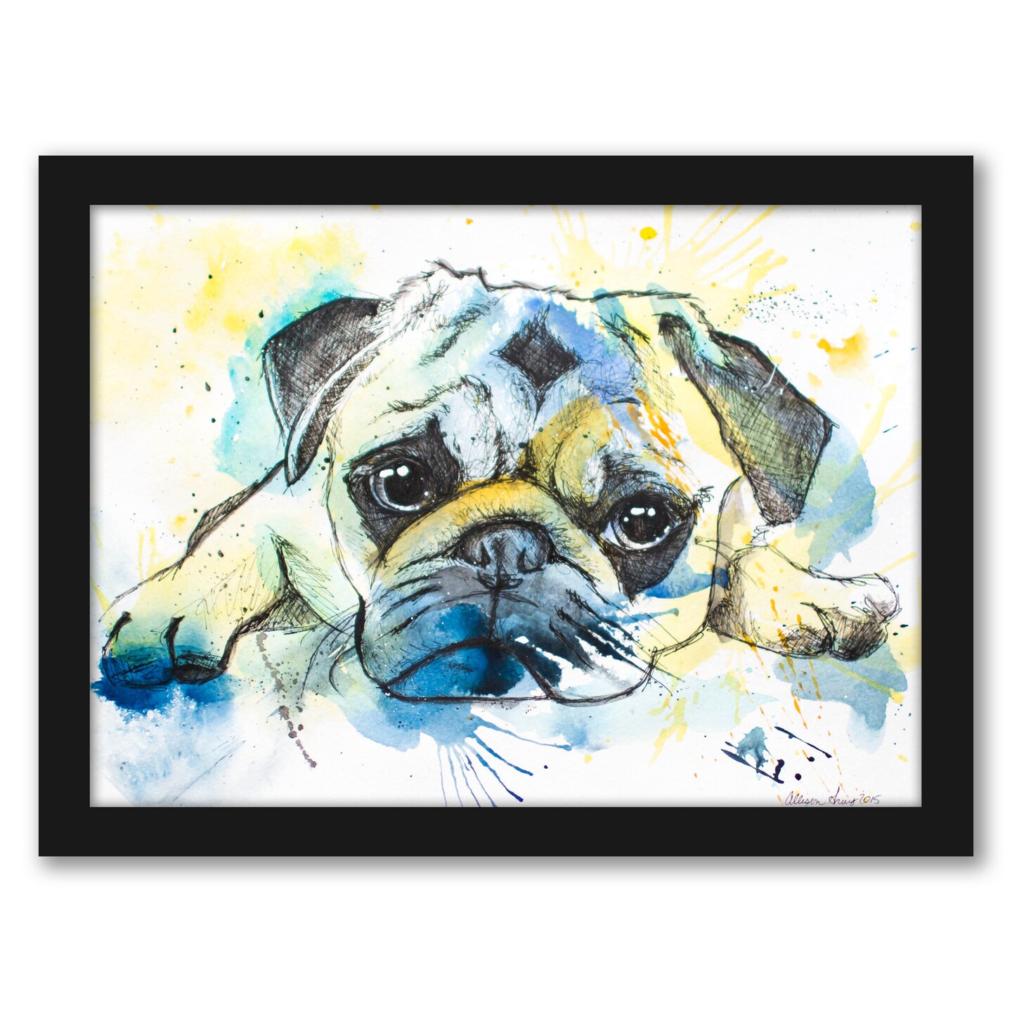 Pug by Allison Gray Frame  - Americanflat