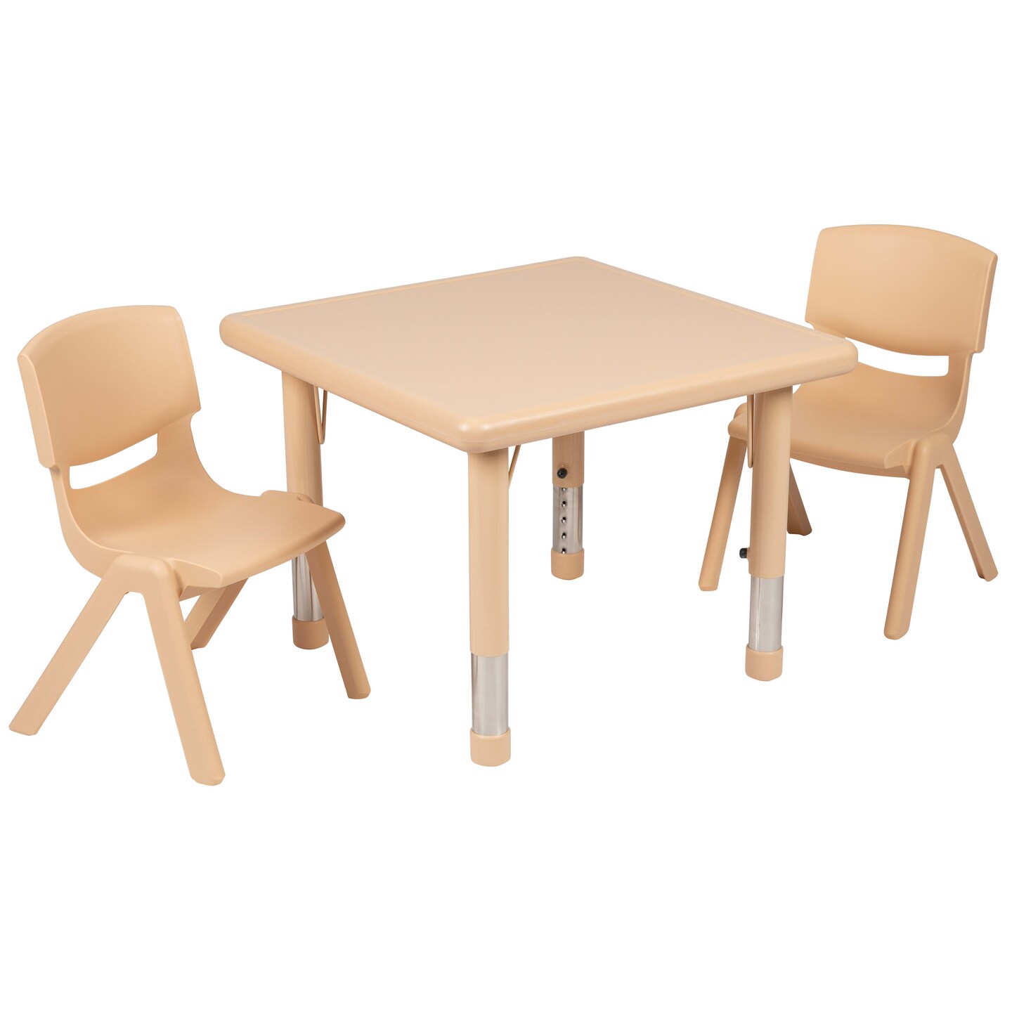 Emma and Oliver 24&#x22; Square Plastic Height Adjustable Activity Table Set with 2 Chairs