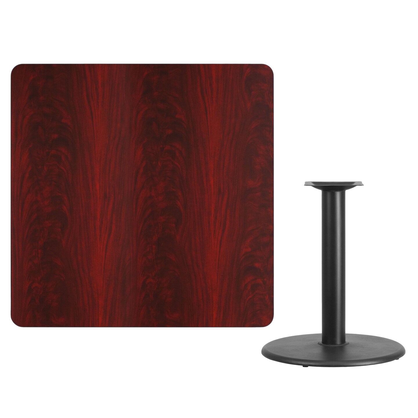 Emma and Oliver 42" Square Laminate Table Top with 24" Round Table Height Base