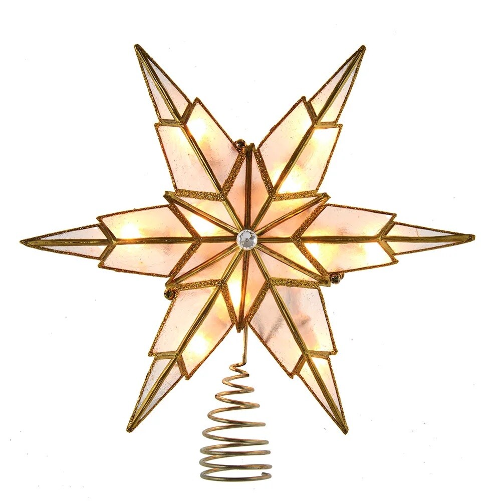 KSA 9.5" Lighted Gold Star with Glittered Christmas Tree Topper, Warm White Lights Michaels