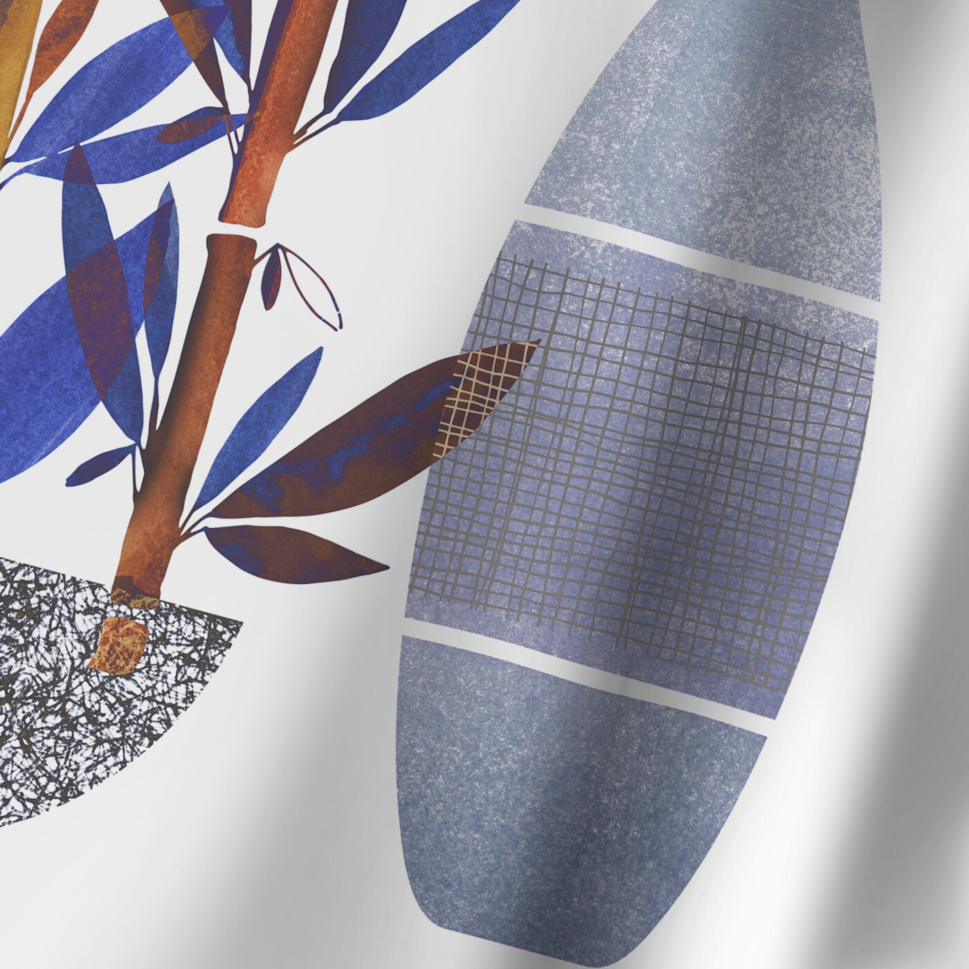 Indigo Flora Trio ii by Modern Tropical Shower Curtain 71&#x22; x 74&#x22;