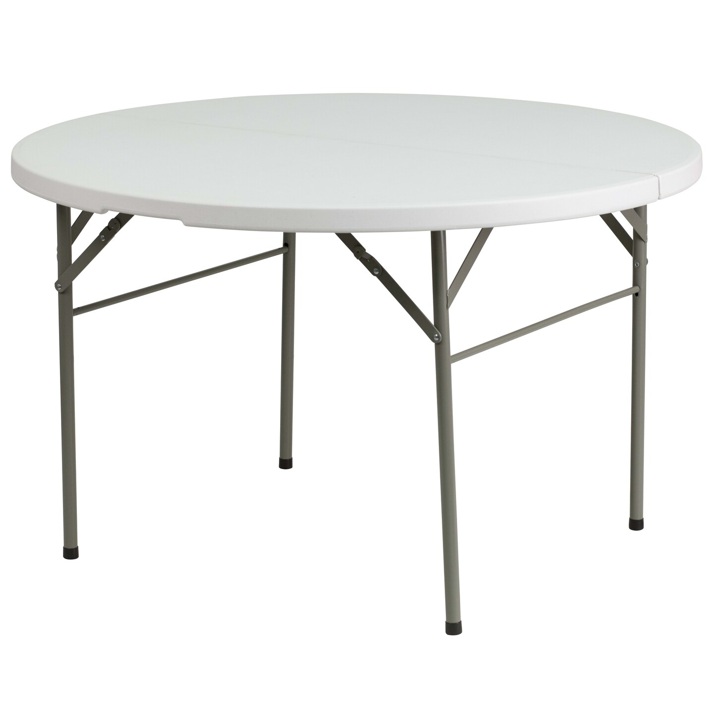 Emma and Oliver 4-Foot Round Bi-Fold Plastic Banquet and Event Folding Table with Carrying Handle