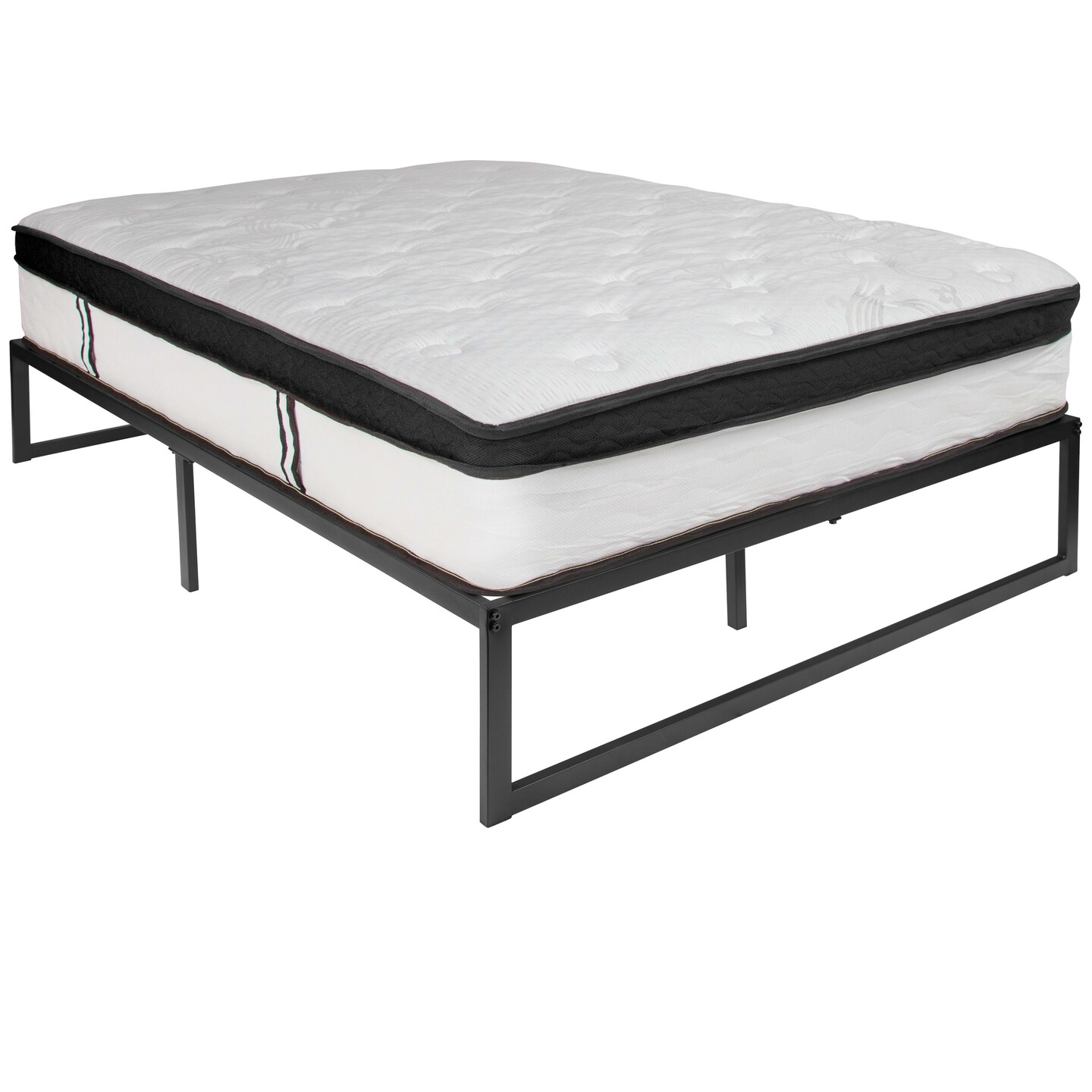 Emma and Oliver 14" Platform Bed Frame & 10" Mattress in a Box - No Box Spring Required