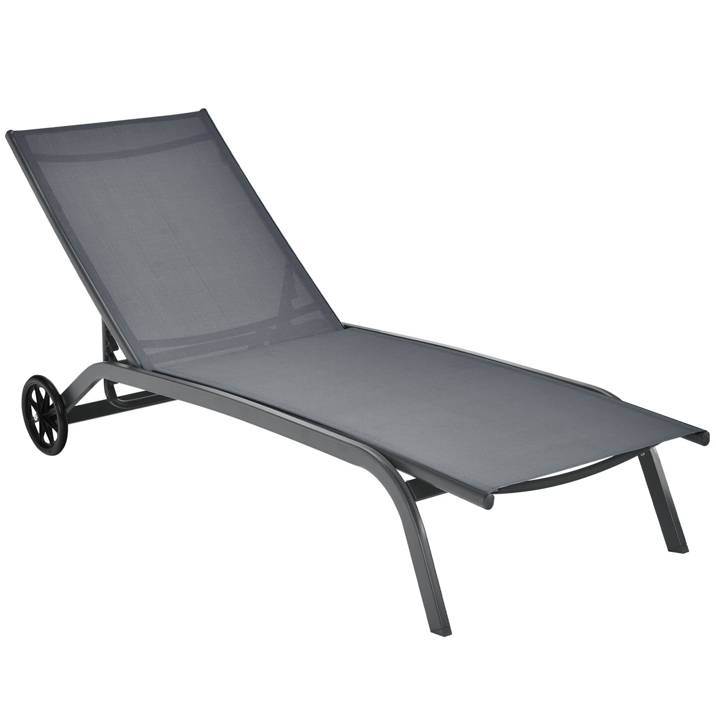 Costway Outdoor Adjustable Chaise Lounge Patio 6-Position Recliner with Wheels