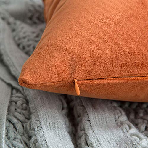 MIULEE Fall Pack of 2 Velvet Soft Solid Decorative Square Throw Pillow Covers Set Cushion Case for Sofa Bedroom Car 16x16 Inch 40x40 Cm Orange