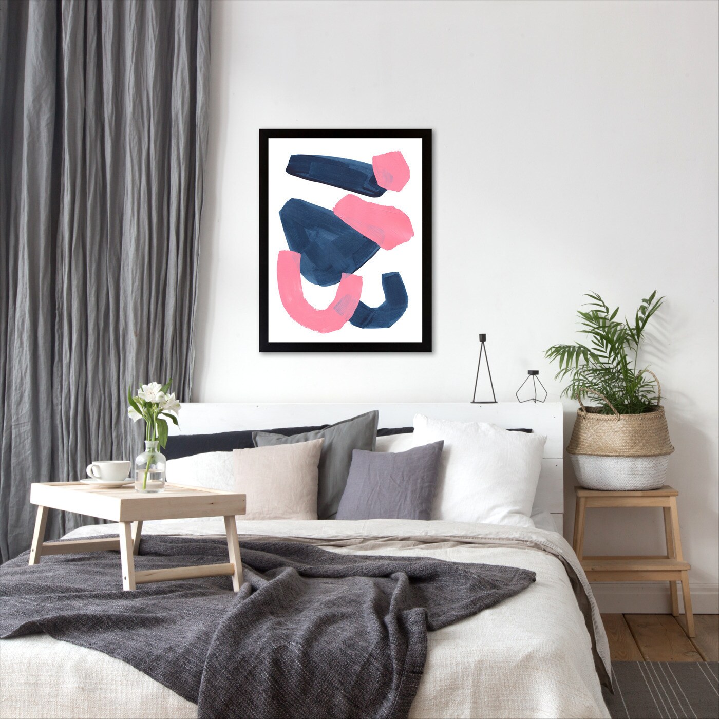 Navy Pink Abstract Shapes by Ejaaz Haniff Frame  - Americanflat