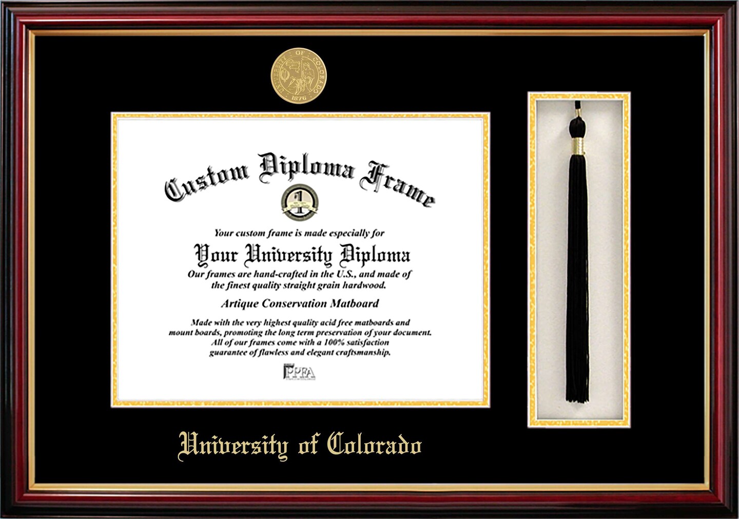 University of Colorado, Boulder 11w x 8.5h Tassel Box and Diploma Frame