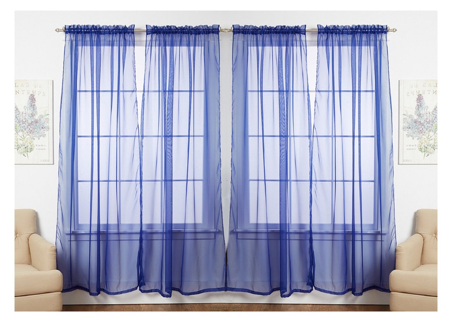 J&#x26;V TEXTILES 4-Pack Value: Solid Sheer Window Curtain Panels