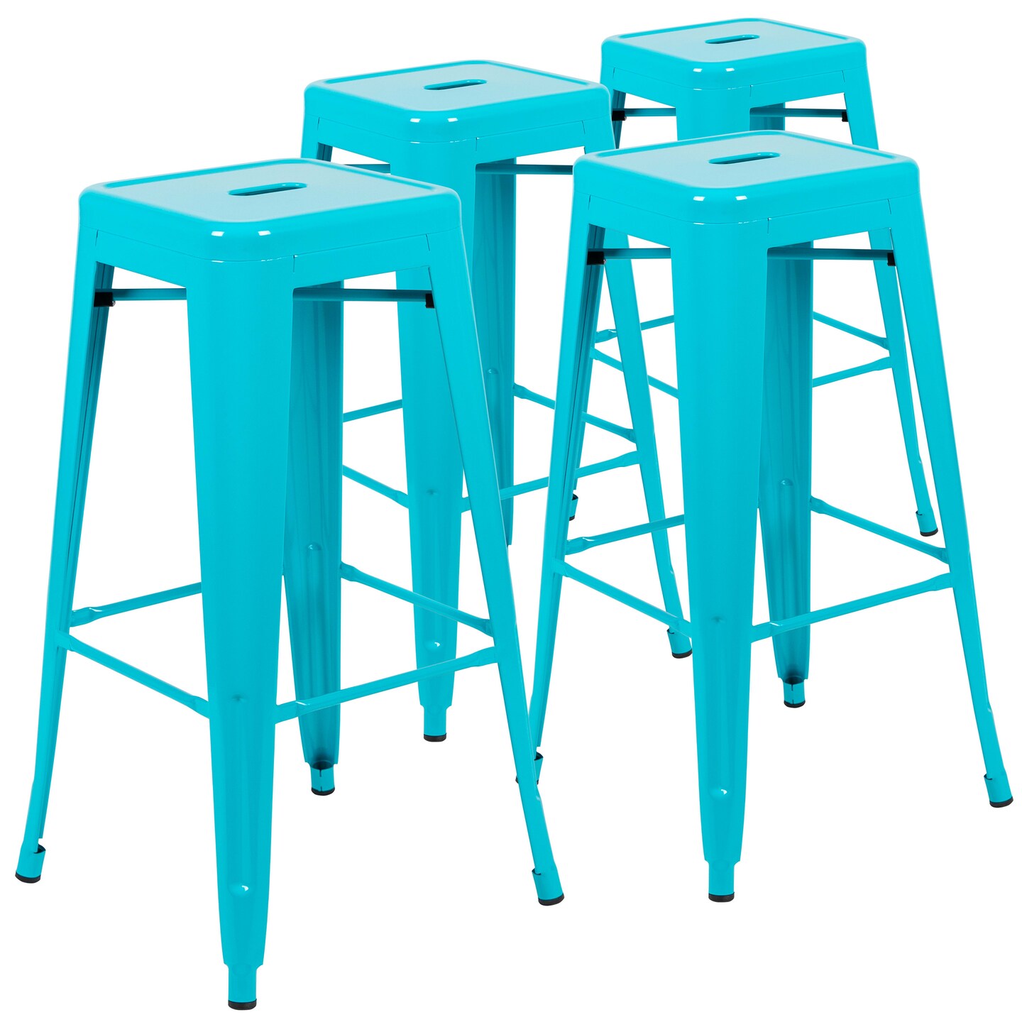Emma and Oliver 4 Pack 30&#x22; High Metal Indoor Bar Stool - Stackable Stool