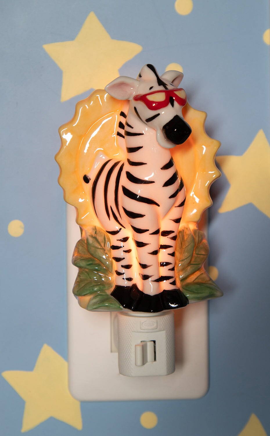 Ceramic Zebra Plug-In Nightlight, Home D&#xE9;cor, Nursery Room D&#xE9;cor, Baby Registry Gift, Gift for New Parents