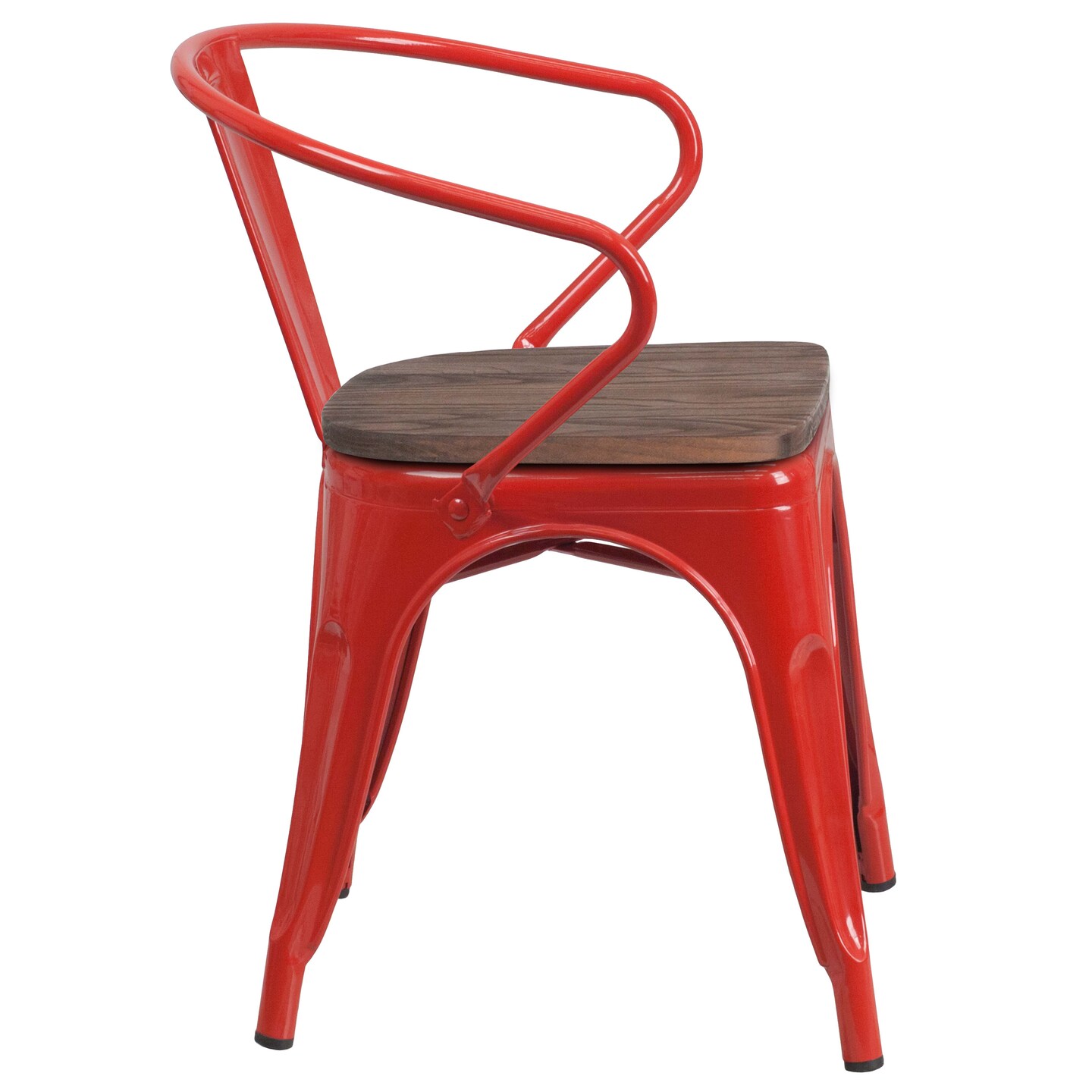 Emma and Oliver Metal Chair with Wood Seat and Arms