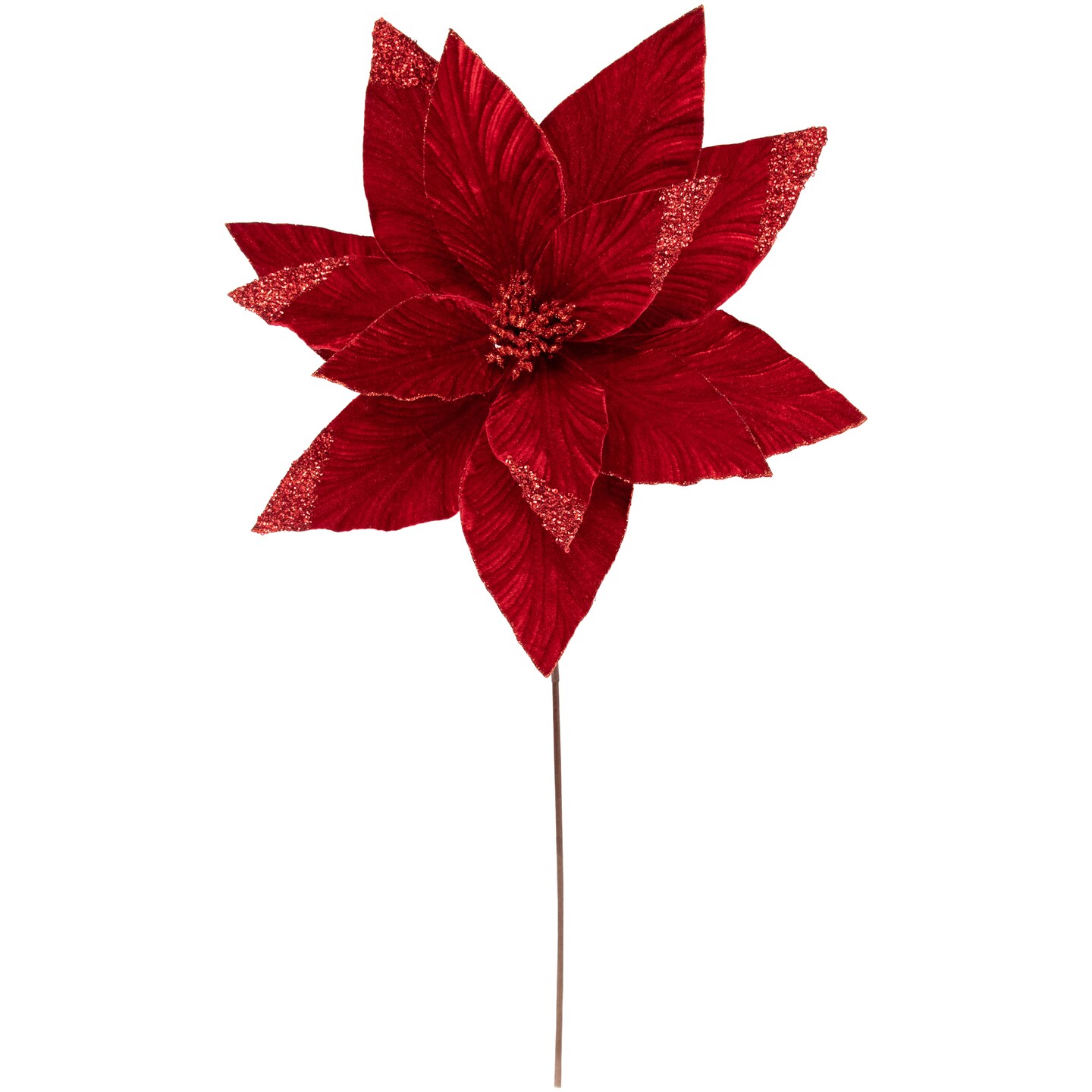 Northlight 24" Red Glittered Poinsettia Christmas Stem Spray | Michaels