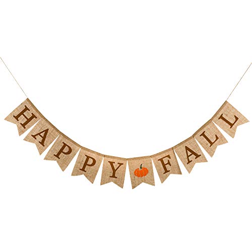 Happy Fall Pumpkin Burlap Banner Harvest Home Decor Bunting Flag Garland Party Thanksgiving Day Decoration