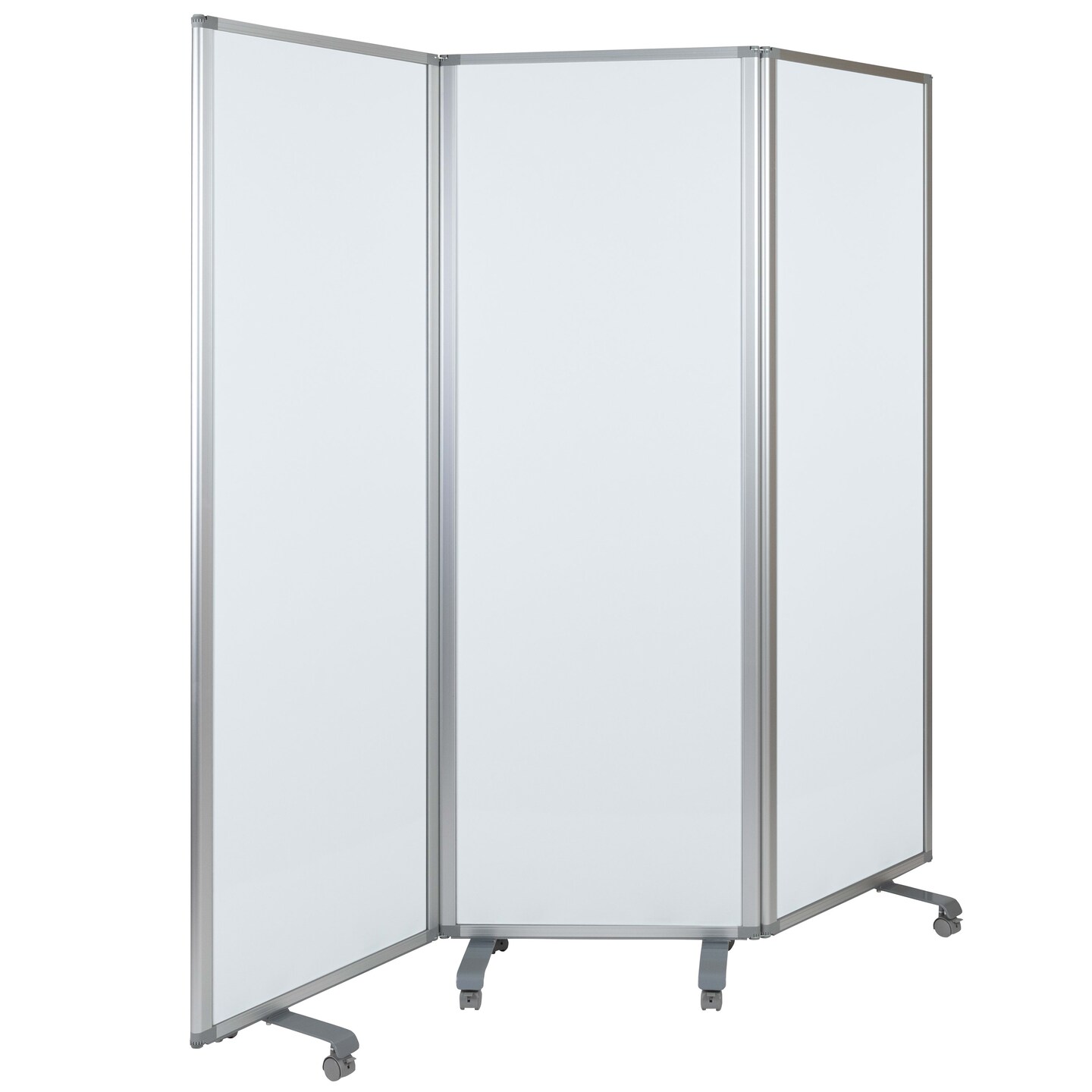Emma and Oliver Mobile Magnetic Whiteboard 3 Section Partition with Locking Casters, 72"H x 24"W