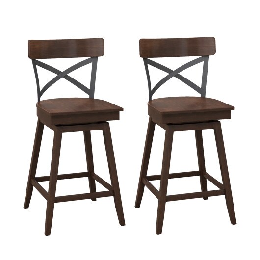 Swivel Bar Stools with Backrest &#x26; Footrest, Set of 2