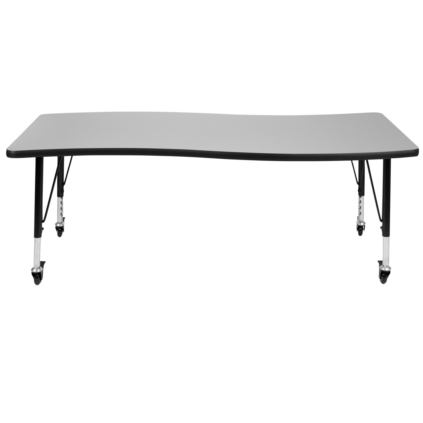 Emma and Oliver Mobile 26"W x 60"L Wave Flexible Collaborative Kids Adjustable Activity Table