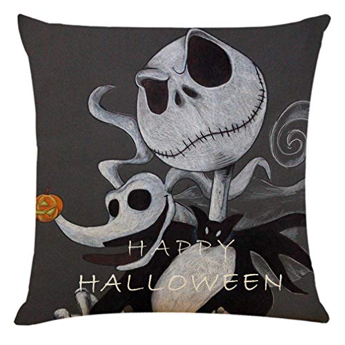 Ogrmar 4PCS 18&#x22;x18&#x22; Throw Pillow Covers Halloween Decorative Couch Pillow Cases Cotton Linen Pillow Square Cushion Cover for Sofa, Couch, Bed and Car