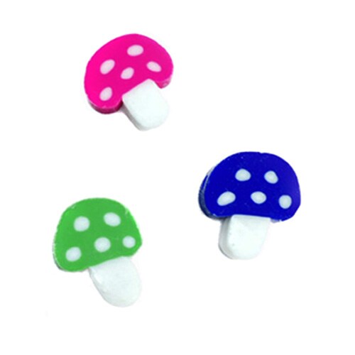 Polymer Clay Colorful Mushroom Beads (14x) (K138)