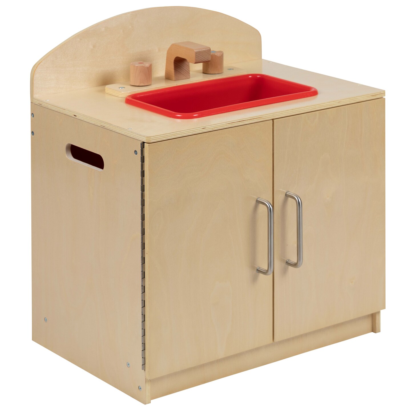Emma and Oliver Children's Wooden Kitchen Sink with Turnable Knobs for Commercial or Home Use