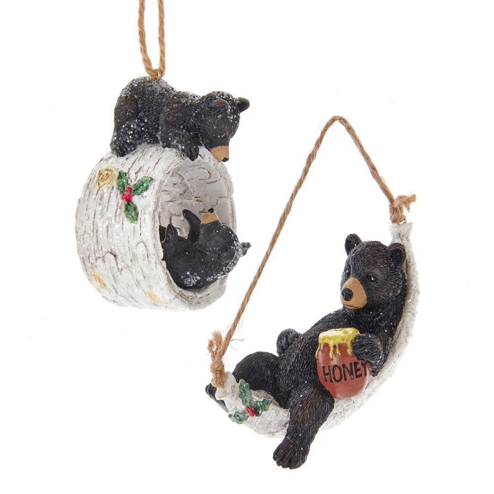 KSA Pack of 12 Black and White Little Bears Christmas Ornaments 3&#x22;