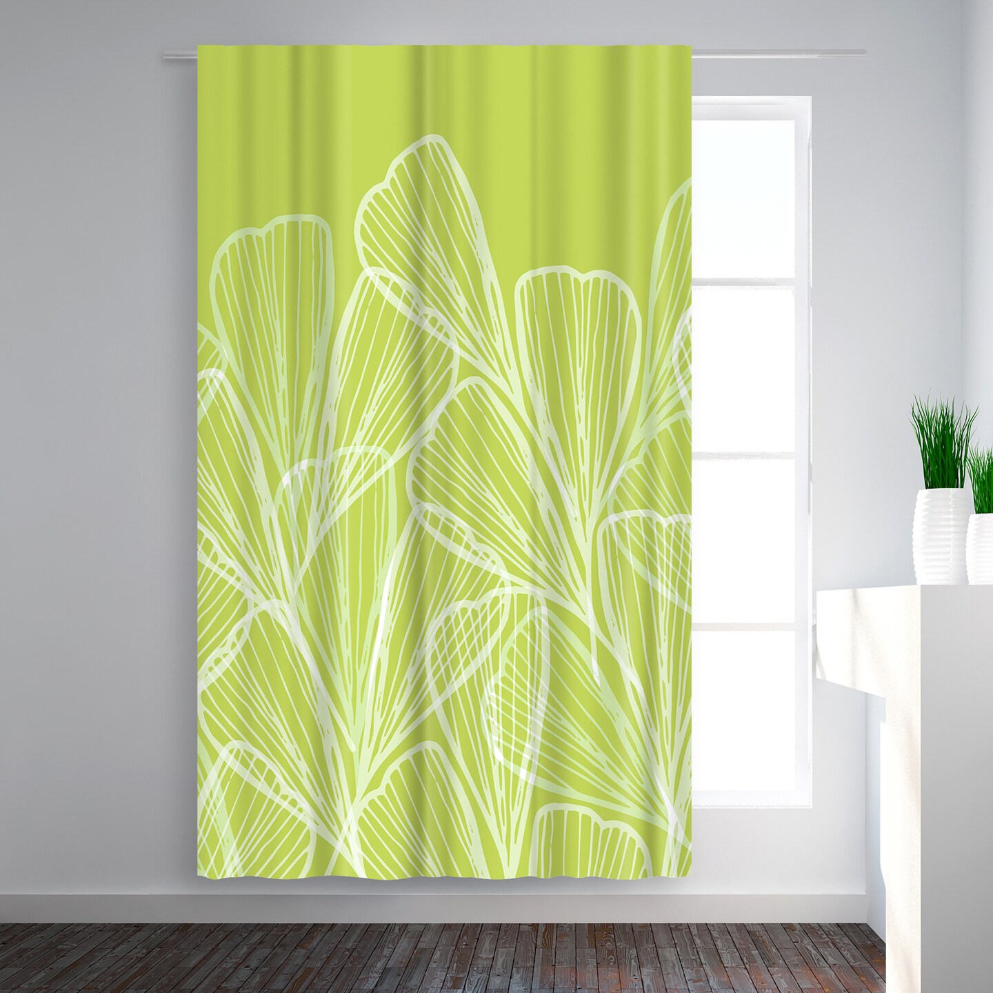 Floral Abstract In Summer Green by Modern Tropical Blackout Rod Pocket  Single Curtain Shade Panel 50x84