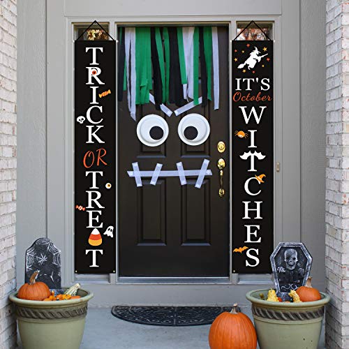 Halloween Decorations Outdoor | Trick or Treat &#x26; It&#x27;s October Witches Front Porch Banners for Halloween Porch Decor | Fall Decor | Halloween Decorations Indoor
