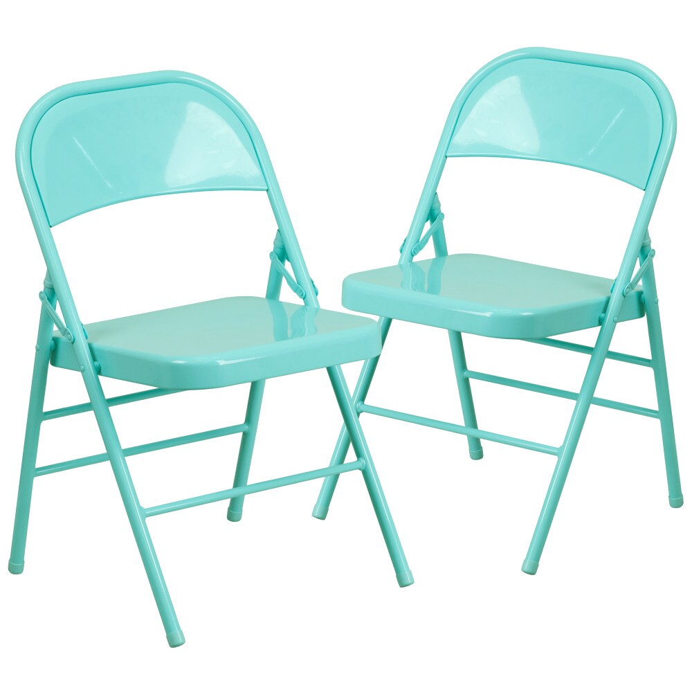 Emma and Oliver 2 Pack Home & Office Colorful Metal Folding Chair Teen and Event Seating