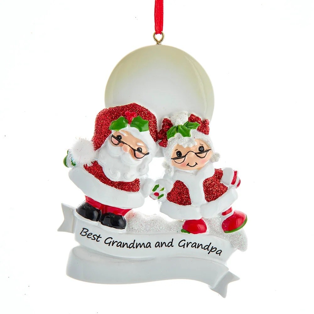 KSA Pack of 12 Mr. and Mrs. Claus &#x22;Best Grandma and Grandpa&#x22; Christmas Ornaments 4.5&#x22;