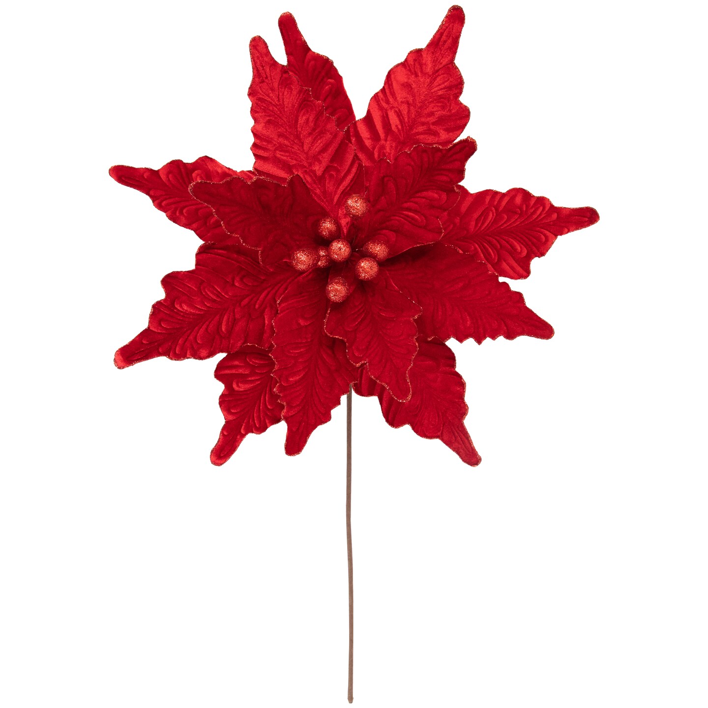 Northlight 24" Glittered Red Poinsettia Christmas Stem Spray | Michaels